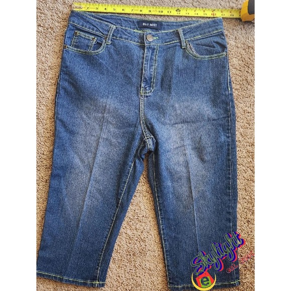 BLU MIST Denim - Blu Mist Women's Blue Mid-Rise Mom Capri Denim Jeans Size 14w Reg